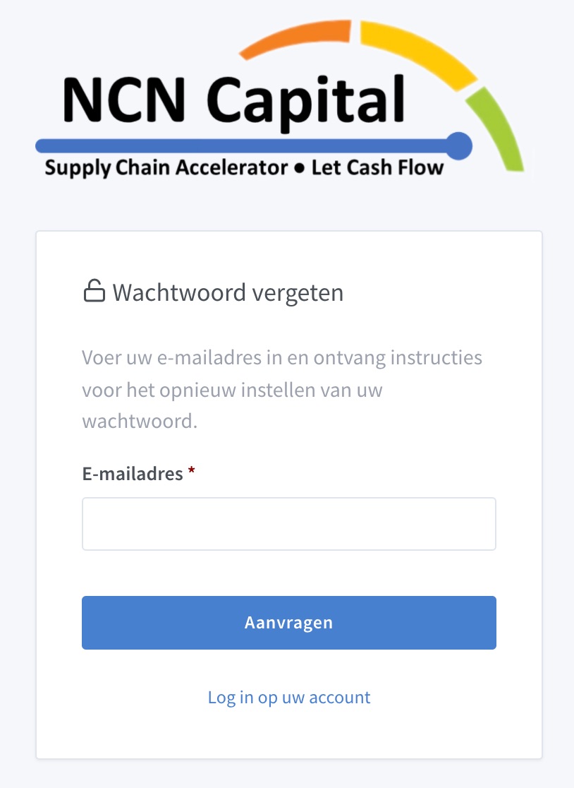 Wachtwoord vergeten e-mail invoer